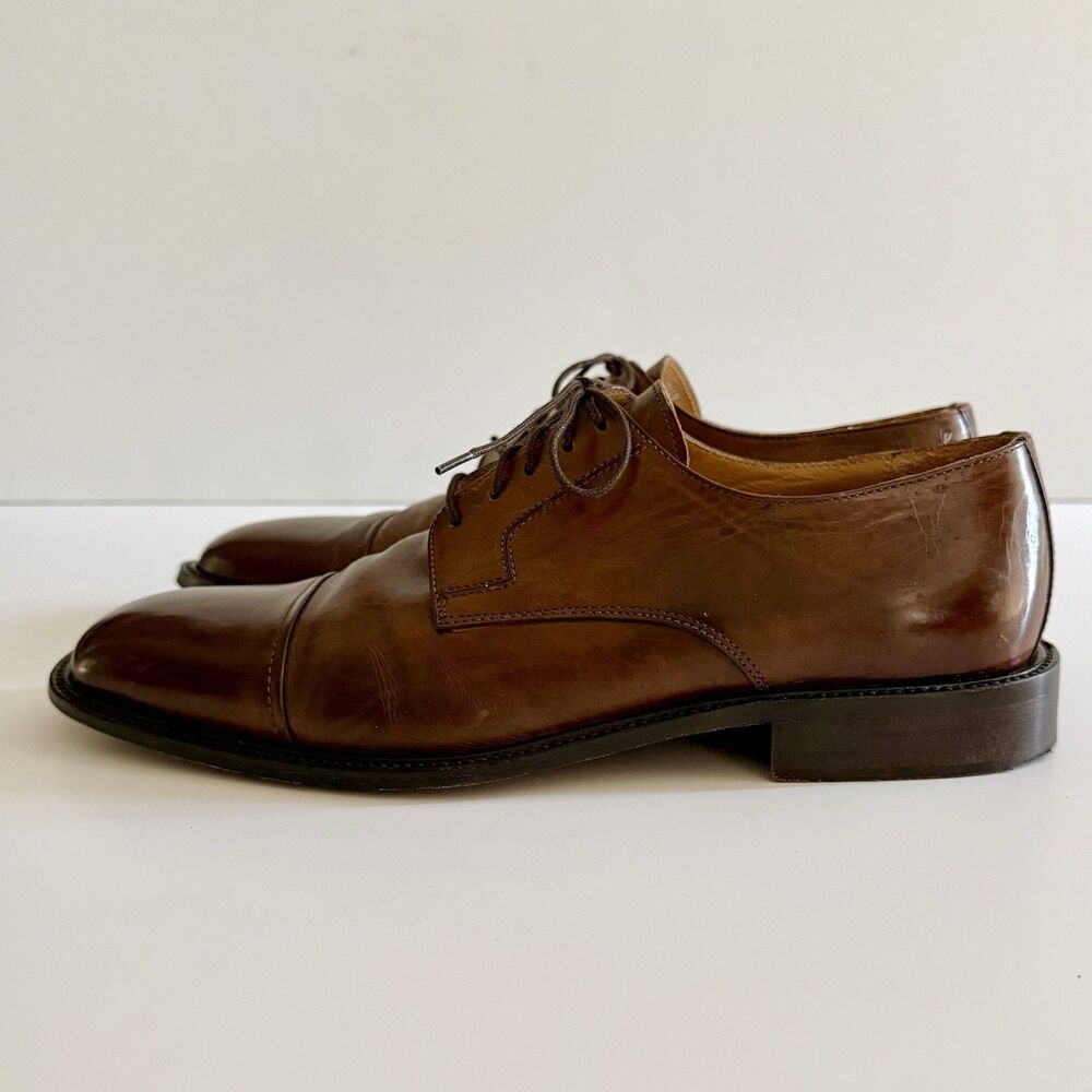 J.Murphy Johnston & Murphy Novick Brown Cap Toe Leather Dress Shoes Mens Size 9M - Picture 4 of 16